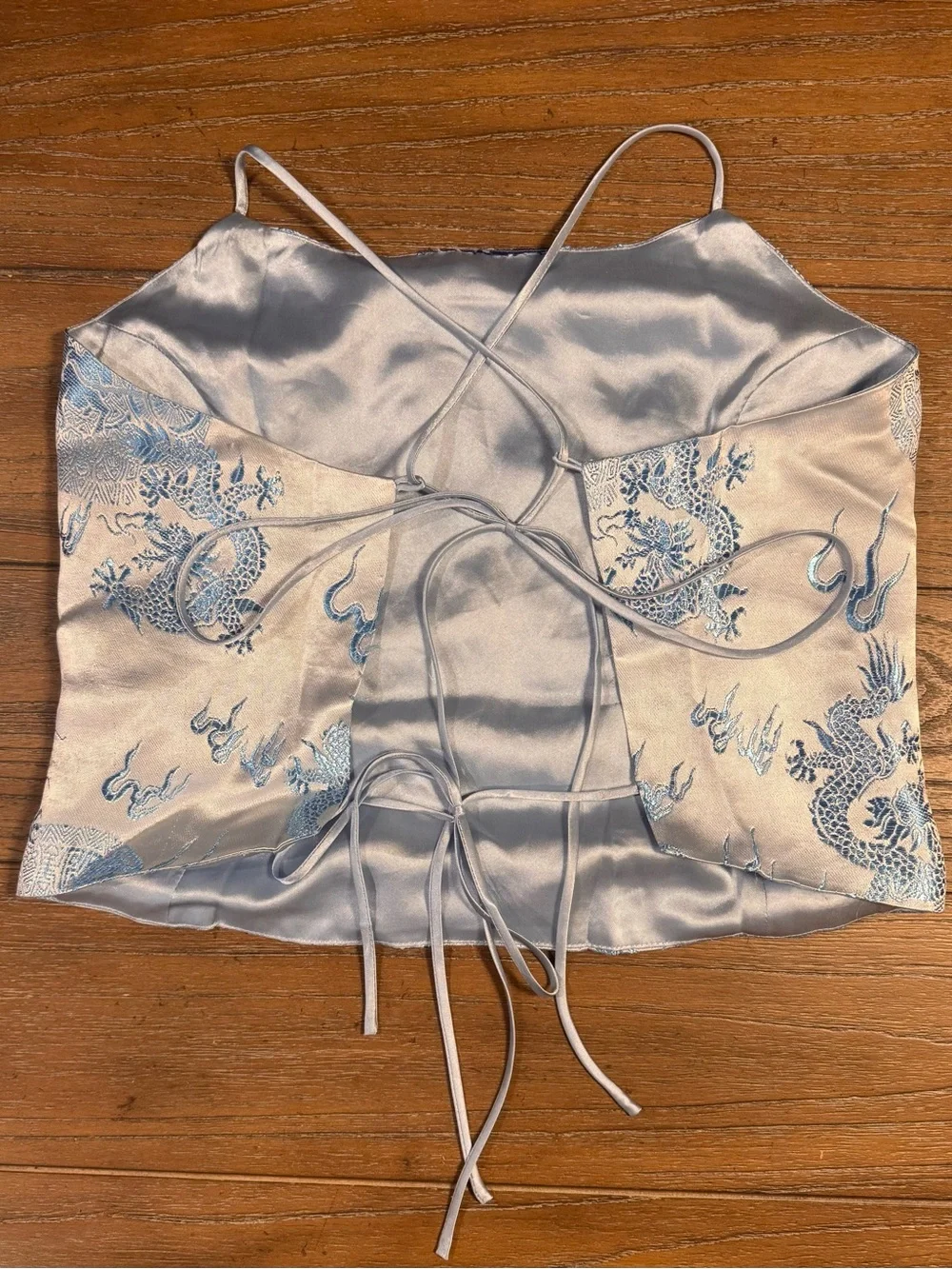 Silk-Effect Blue Dragon Print Cami Top - Picture 2 of 4